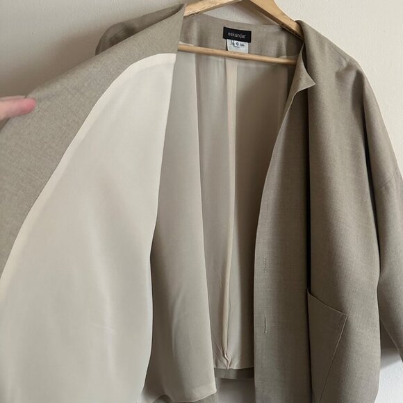 Eskander Wool Cashmere Boxy Jacket Womens Size 6/8 Lagenlook Old Money Luxe Mod - Picture 3 of 14